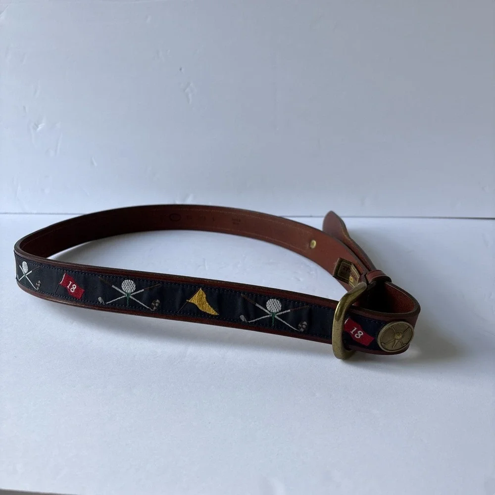 Trafalgar Belt Mens Size 40 Leather Golf Themed Sportwear Made In USA